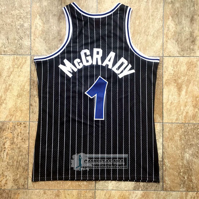 Camiseta Orlando Magic Tracy McGrady NO 1 Hardwood Classics Throwback Negro